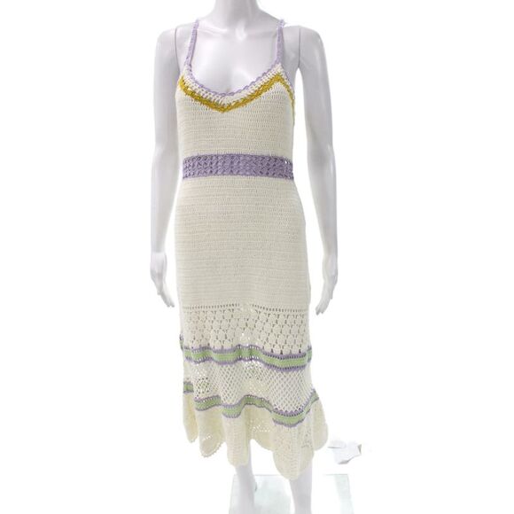 Roller Rabbit Dresses & Skirts - Roller Rabbit Womens Maxi Dress Ivory Cotton Striped Scoop Sleeveless Size XS
